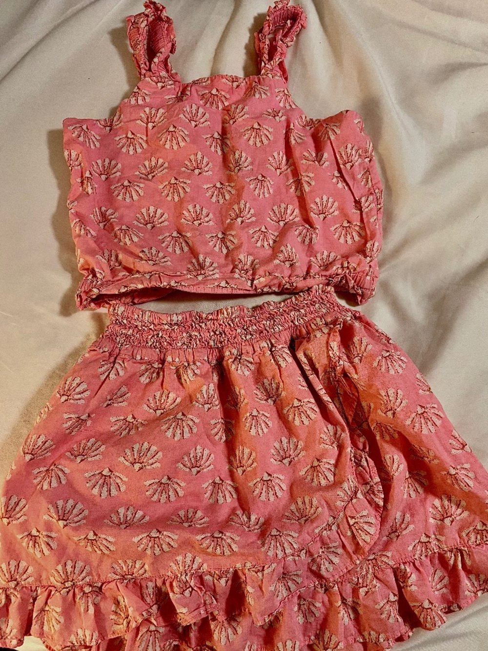 Matching Seashell skirt and tank top with hat